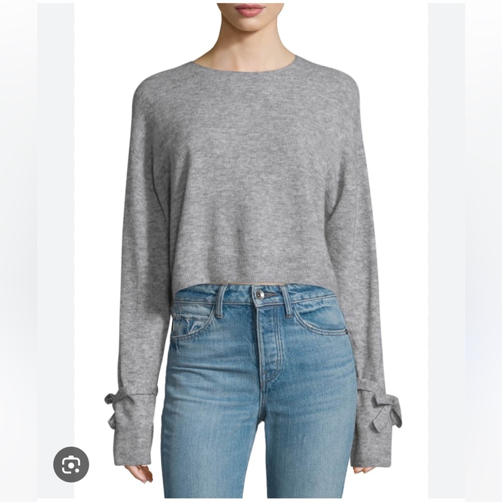 Helmut Lang Melange Tie-Cuff Wool-Blend Sweater, … - image 1